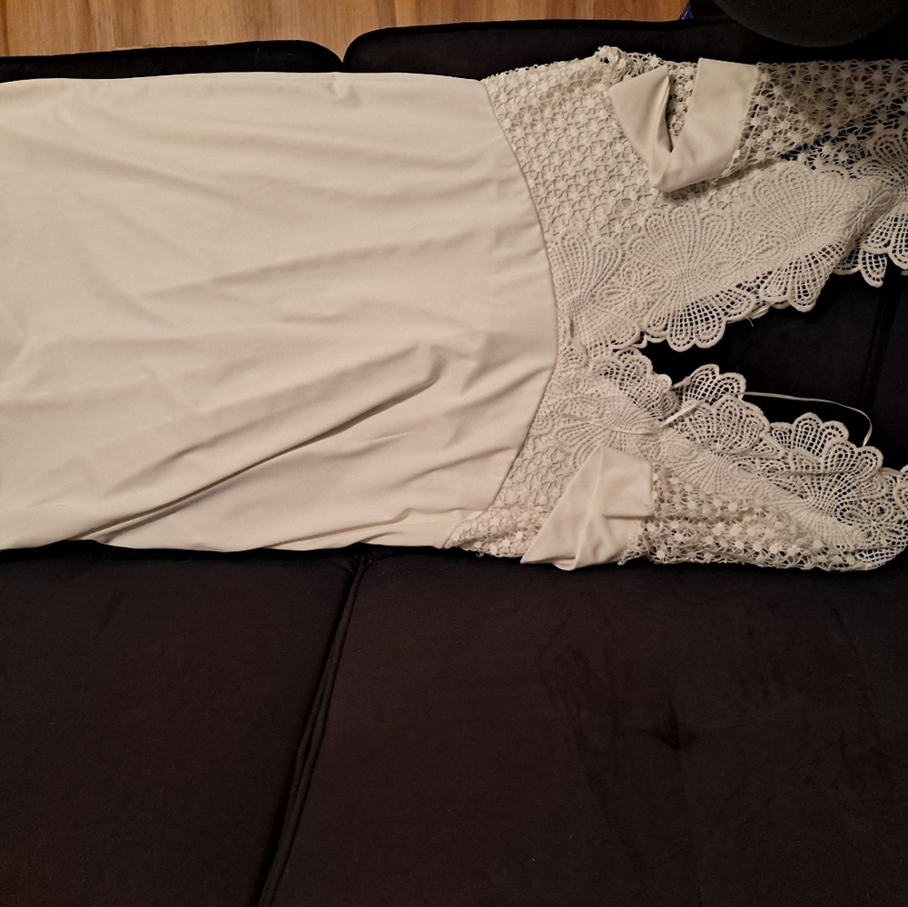 Deep V white dress